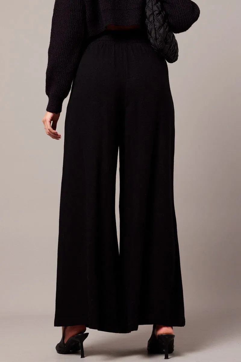 Black Wide Leg Pants High Rise RuggedDurability Chic Design Wear
