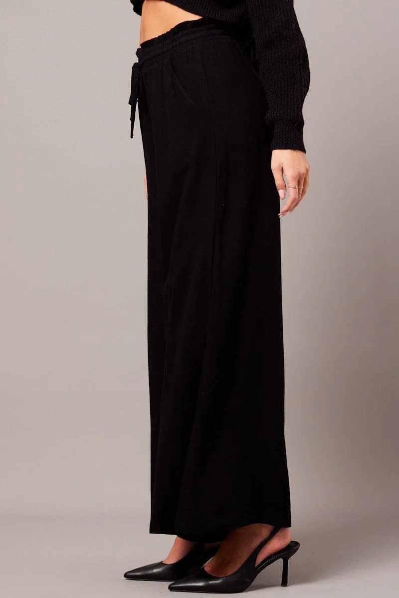 Black Wide Leg Pants High Rise Perfect Design Light wash