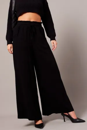 Black Wide Leg Pants High Rise Comfortable Fabric