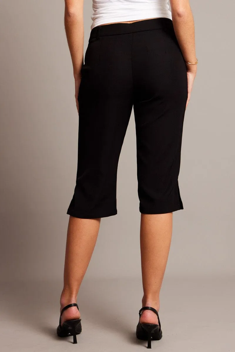 Non slip grip Black Capri Pants Mid Rise