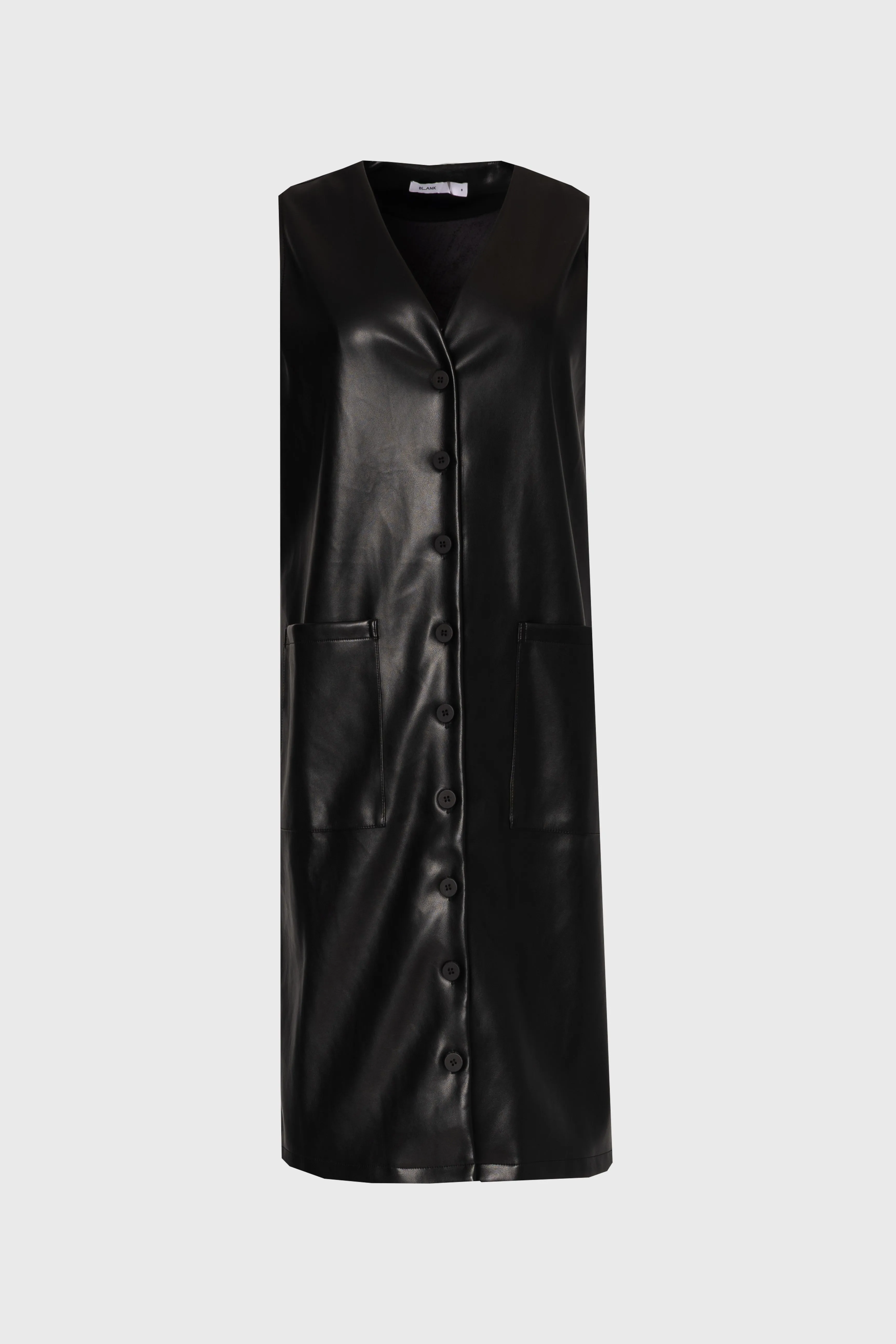 Layering Piece Black Vegan Leather Vest Dress