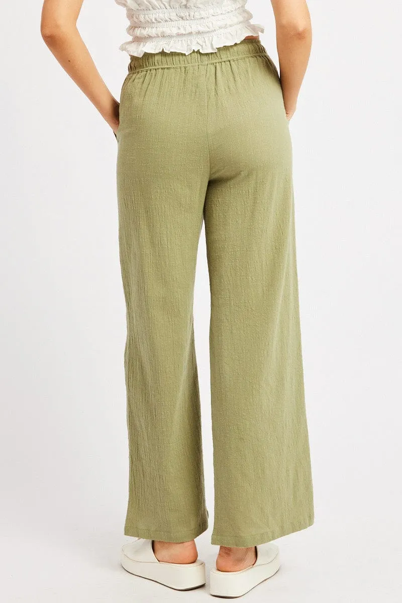 Urban Edge Green Wide Leg Pants High Rise