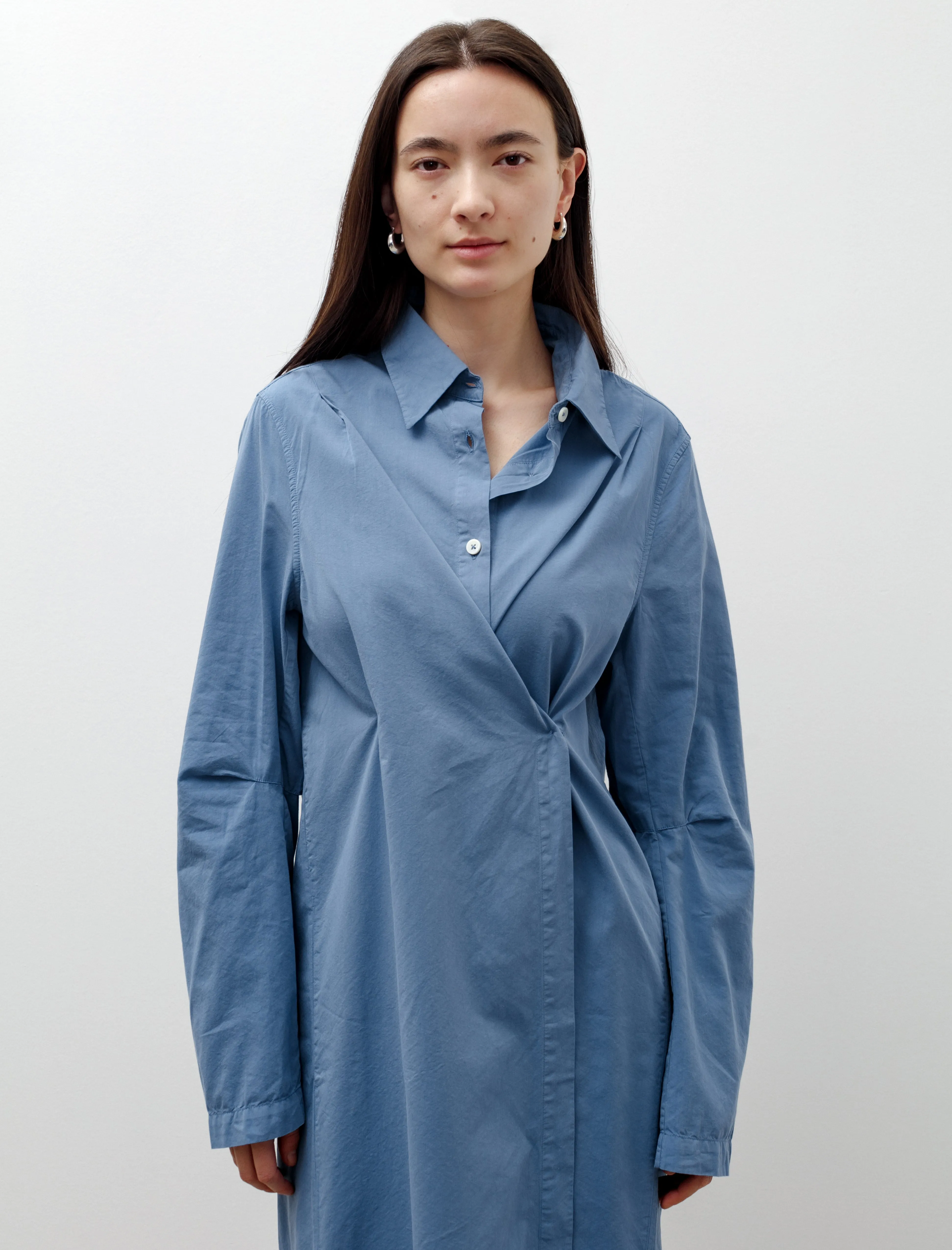 Machine Dress Antique Blue Peached Cupro Body Free Chic Jacket