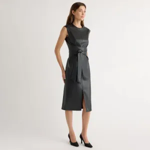 Pilar Vegan Leather Tie-Front Dress Royal Charm Royal Ease