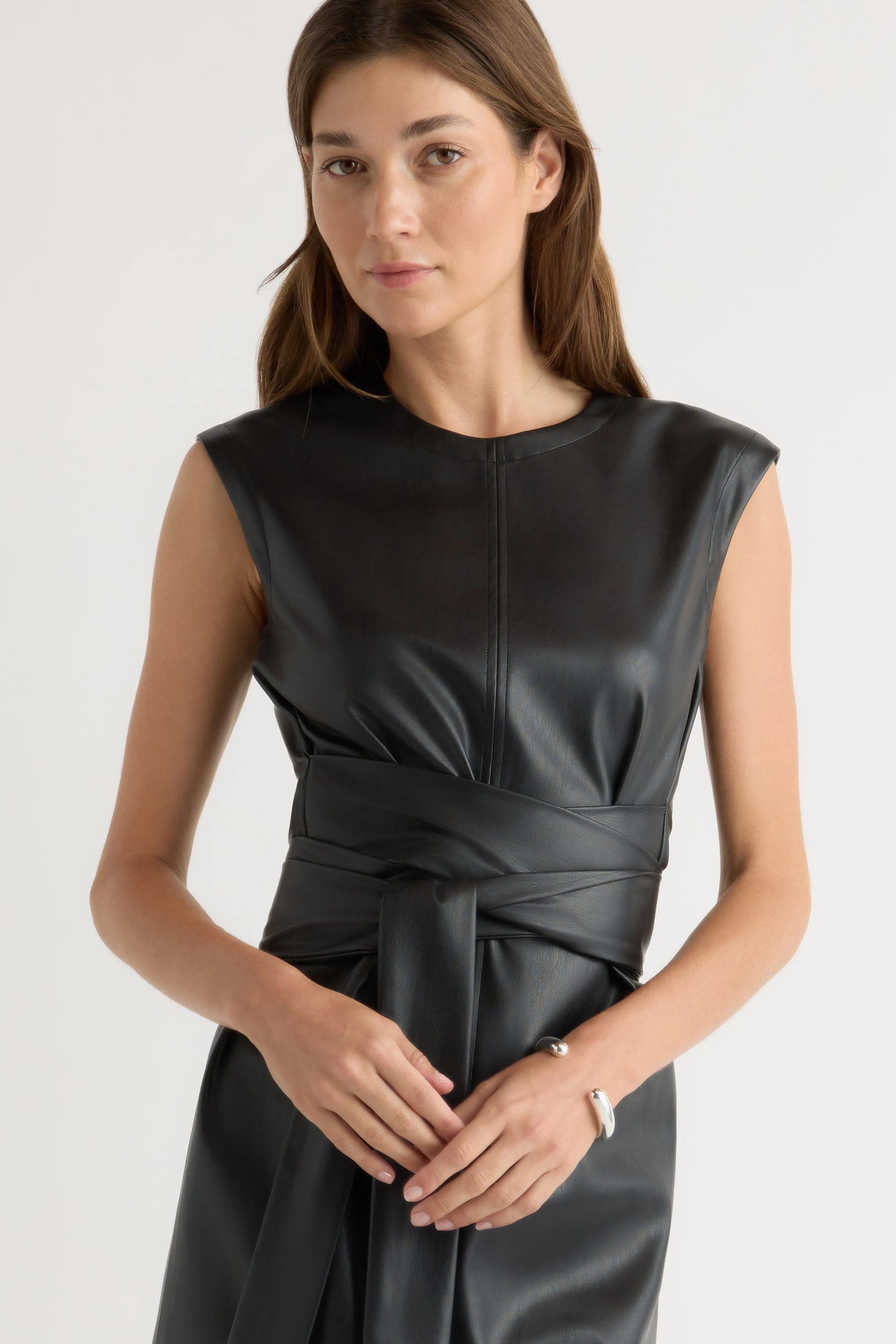 ComfortStretch Pilar Vegan Leather Tie-Front Dress