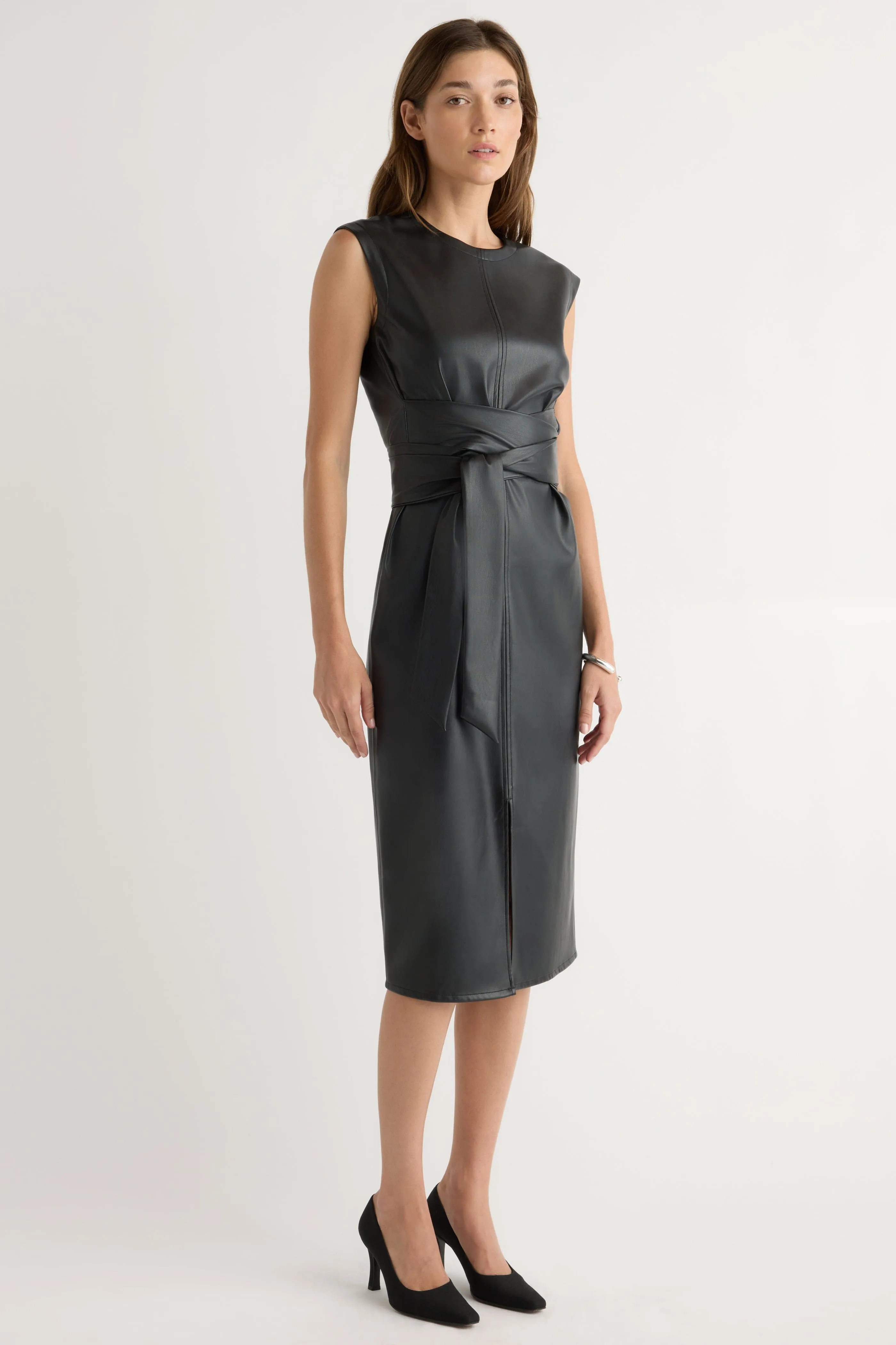 Pilar Vegan Leather Tie-Front Dress Metro Mode