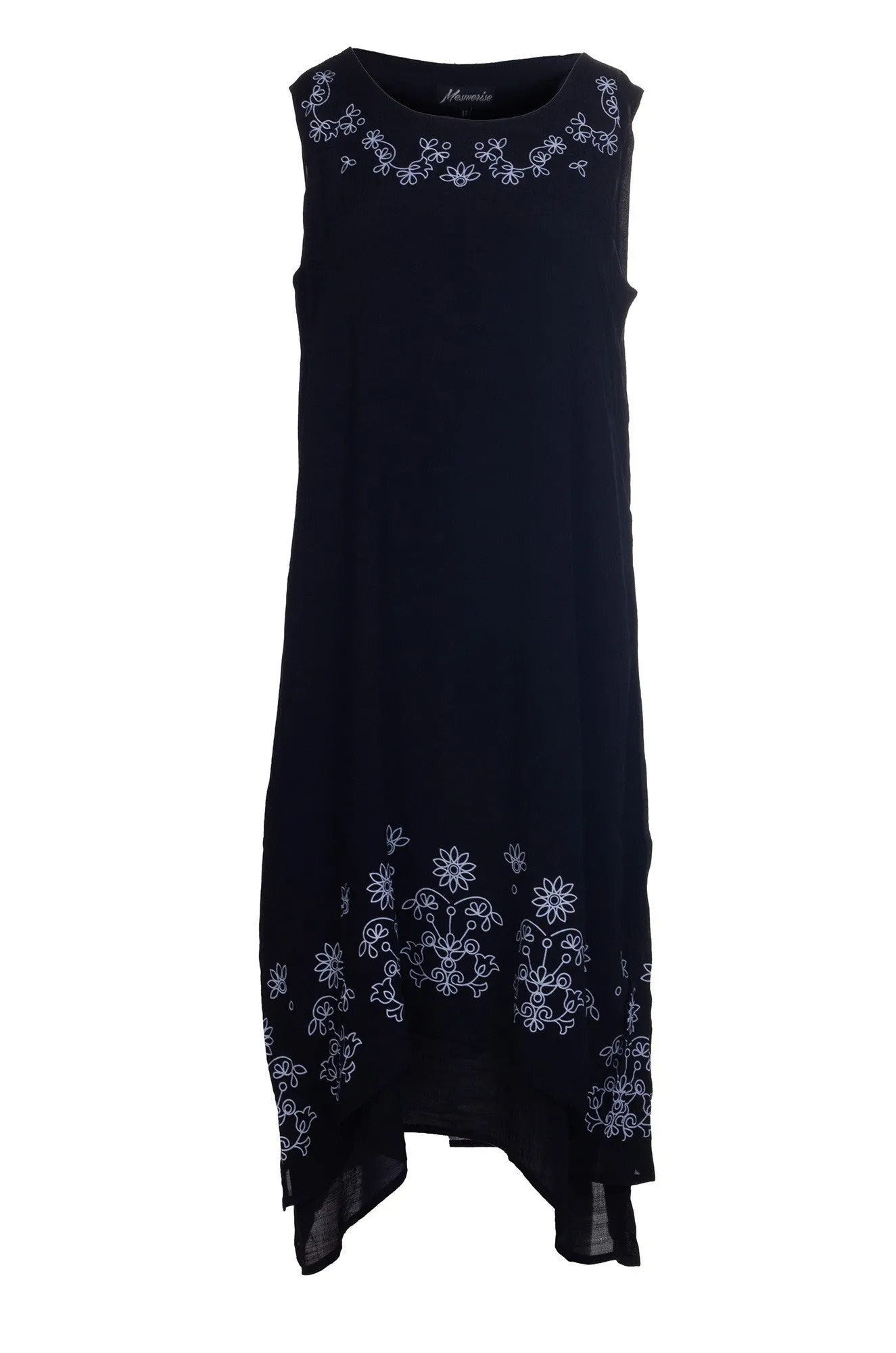 Double layer Soft Crosshatch Dress | Black | 8834A1 Conscious Fashion