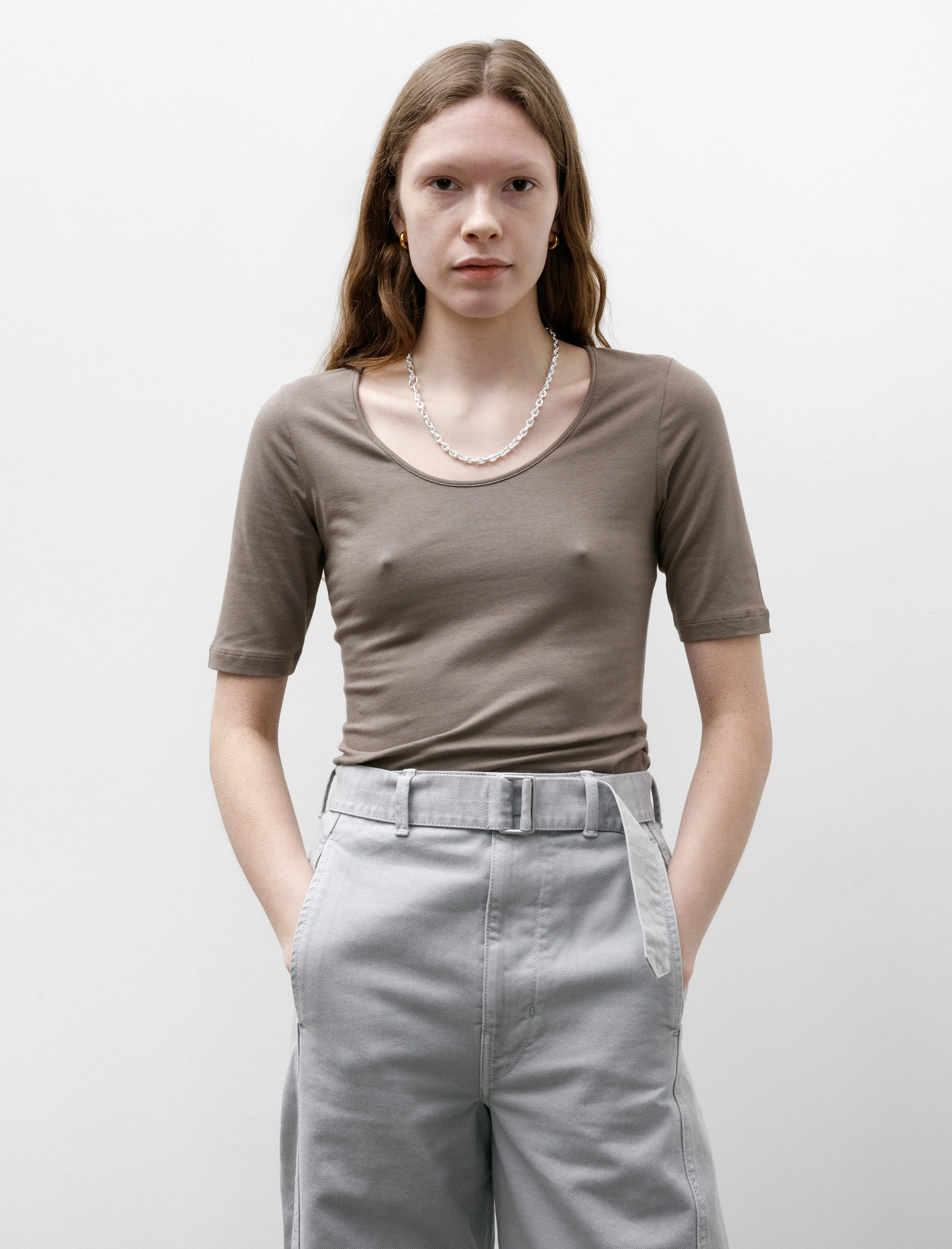 Stretch Scoop Neck Top Cedar FlexibleCollarDesign Rain Proof