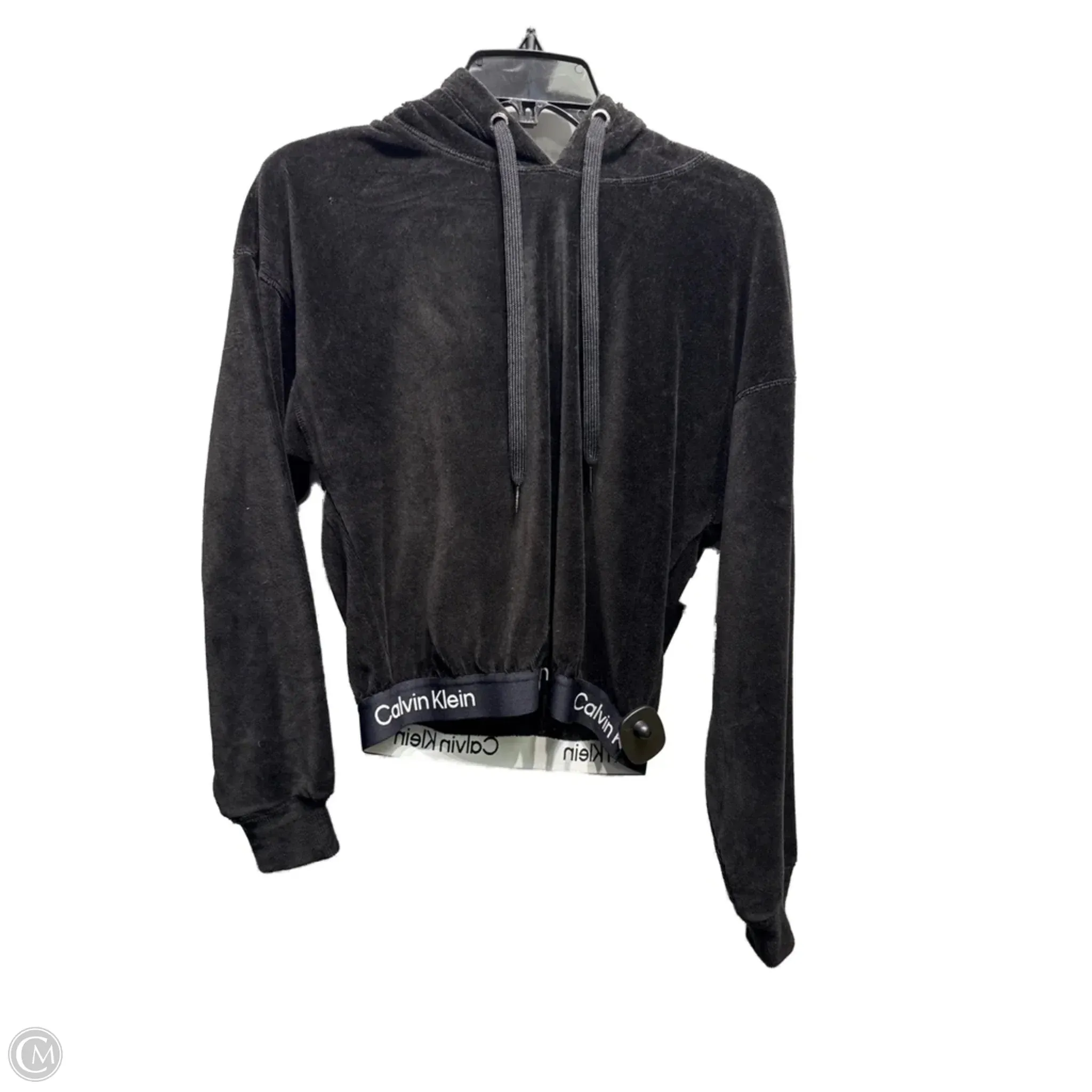 Winter Fashion Sweatshirt Hoodie By Calvin Klein In Black, Size: M