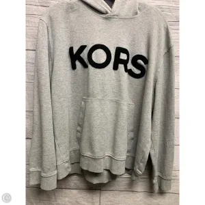Placket Closure Lightweight Jacket Athletic Sweatshirt Hoodie By Michael Kors In Black & Grey, Size: M