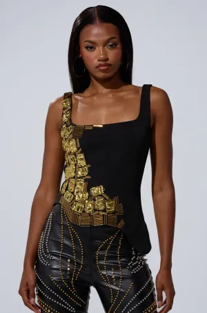 HAND BEADED LUX BLOUSE Outdoor Fit Reconfigurable