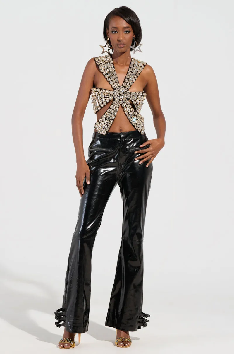 Street Smooth Distinctive RHINESTONE ENCRUSTED DRAMATIC TOP