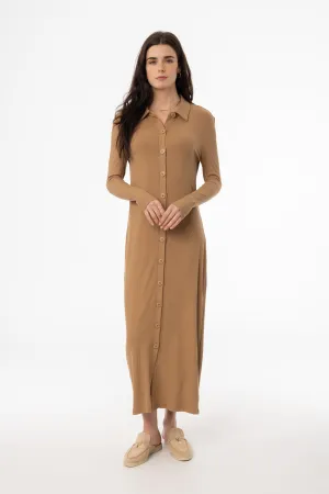 Gentle Glow Mocha Cardi Maxi Dress