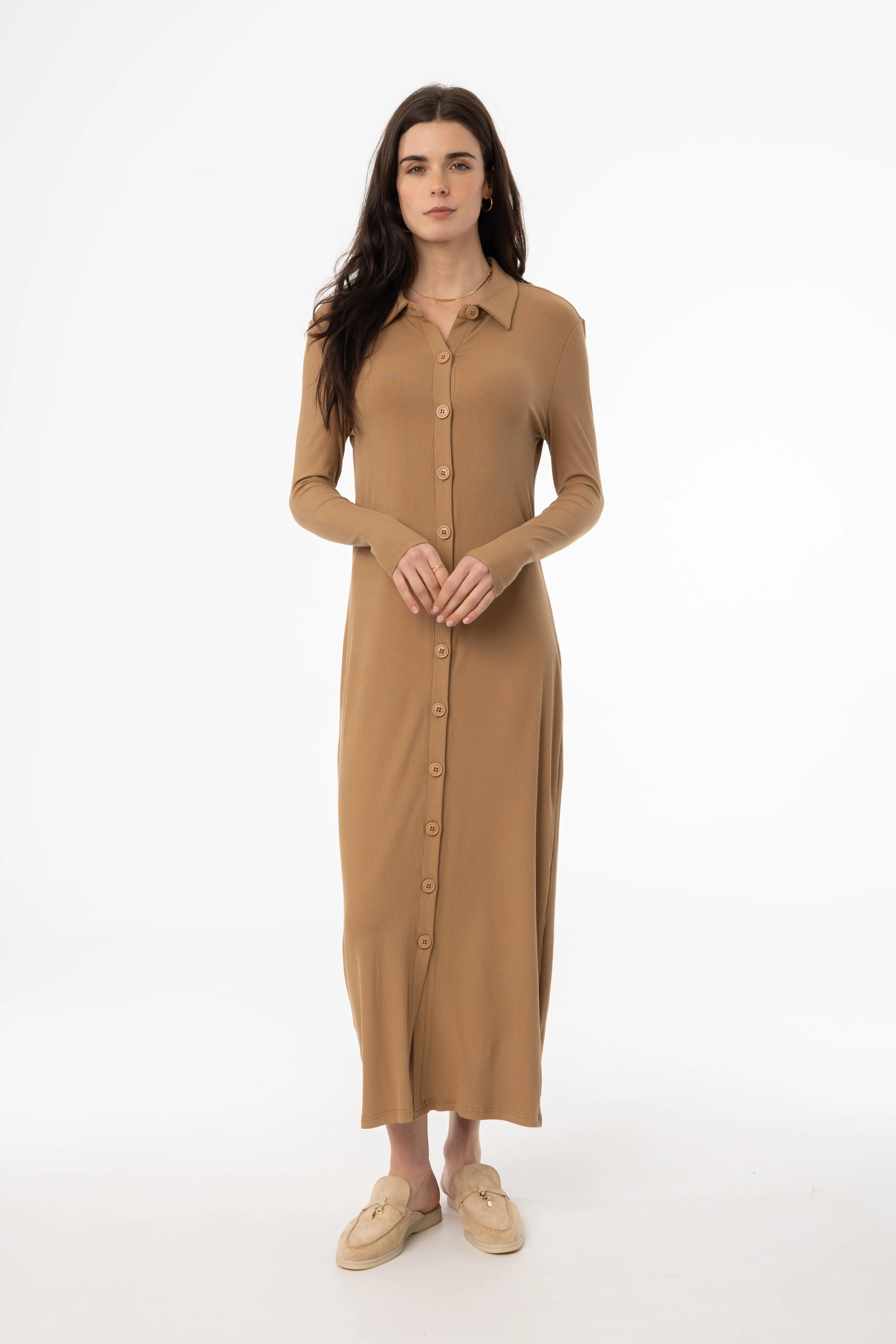 Gentle Glow Mocha Cardi Maxi Dress