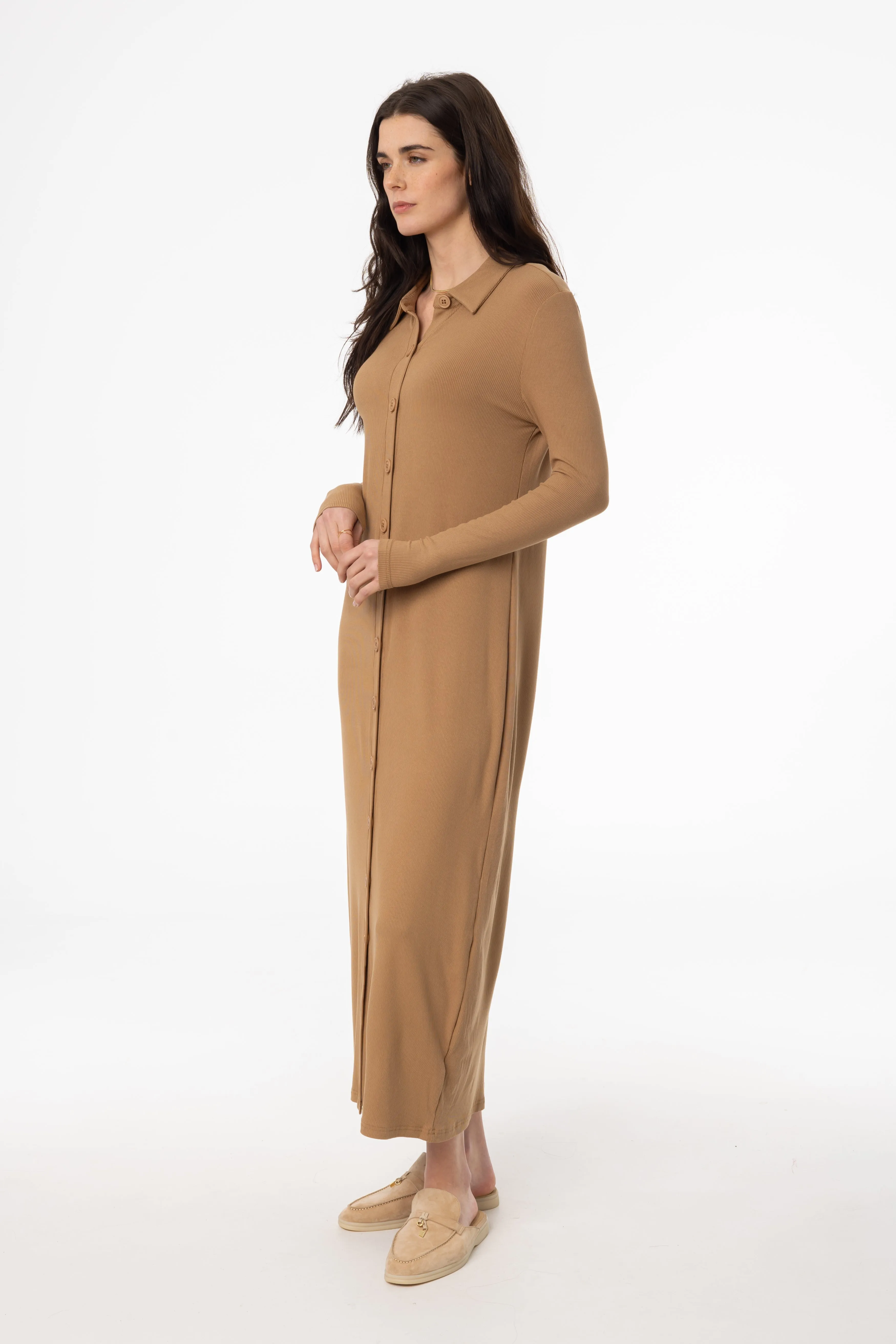 Cozy Pajama Set Mocha Cardi Maxi Dress