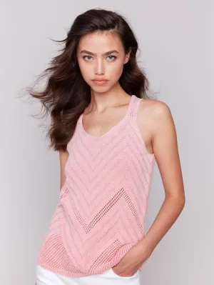 Chevron Pointelle Knit Camisole - Guava Warm Comfort Stylish Wear