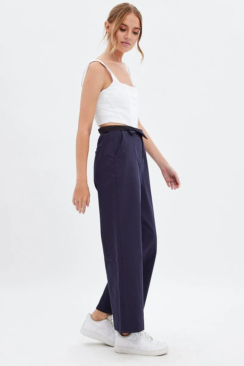 Blue Pant Straight Leg Turned Down Waist RipstopFabric Stay Flexible