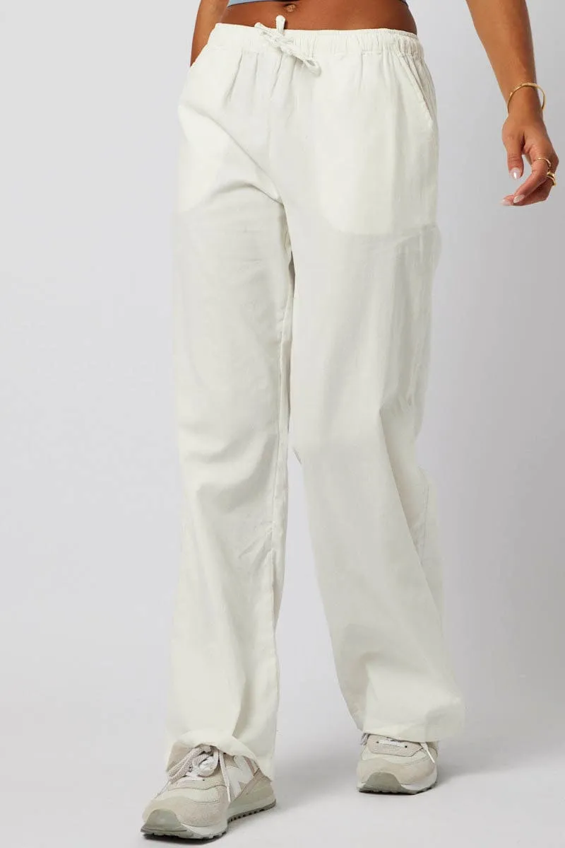 White Wide Leg Pants Micro Corduroy StaticDissipative