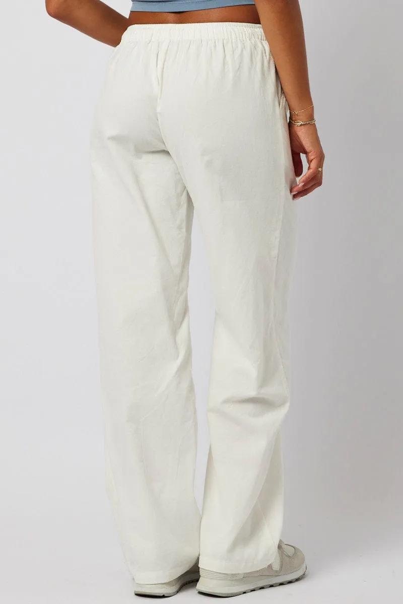 White Wide Leg Pants Micro Corduroy Tailored Silhouette