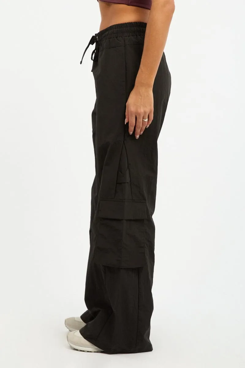 Black Cargo Pants High Rise Move Easy