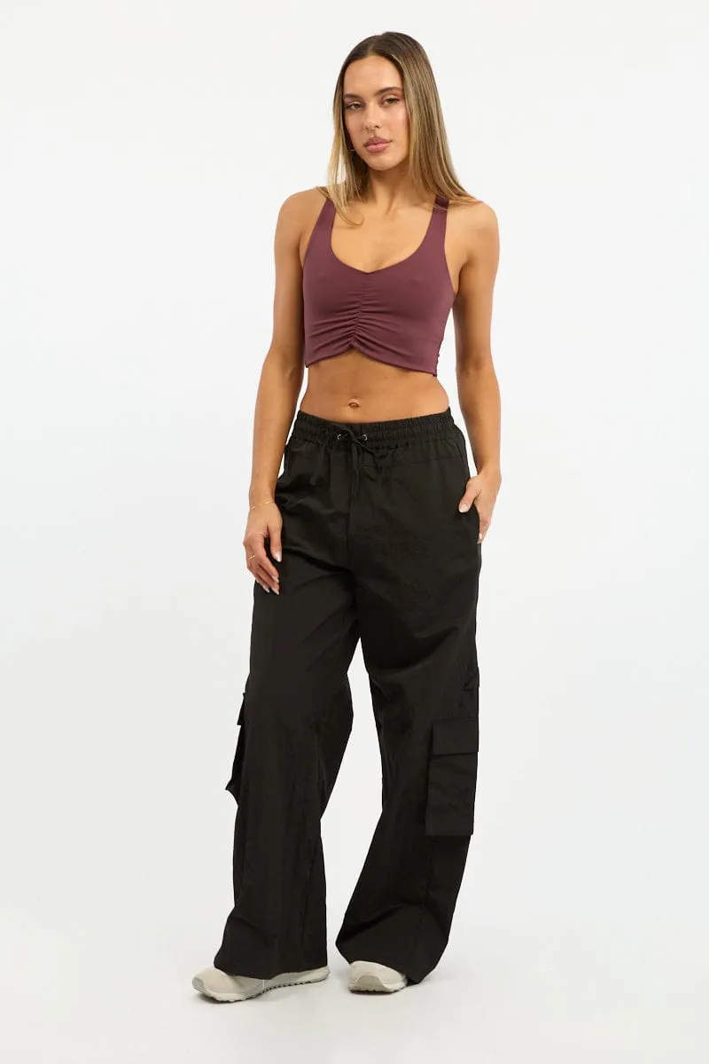 FlexibleKnees Relaxed fit wear Black Cargo Pants High Rise