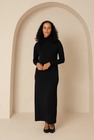 Black Turtleneck Maxi AntiPilling Finish FlexibleJointConstruction