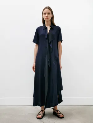 Draped Side Shirtdress Indigo smooth zipper AntiPilling