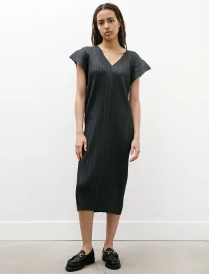 V Back Short Sleeve Dress Charcoal Reflective details