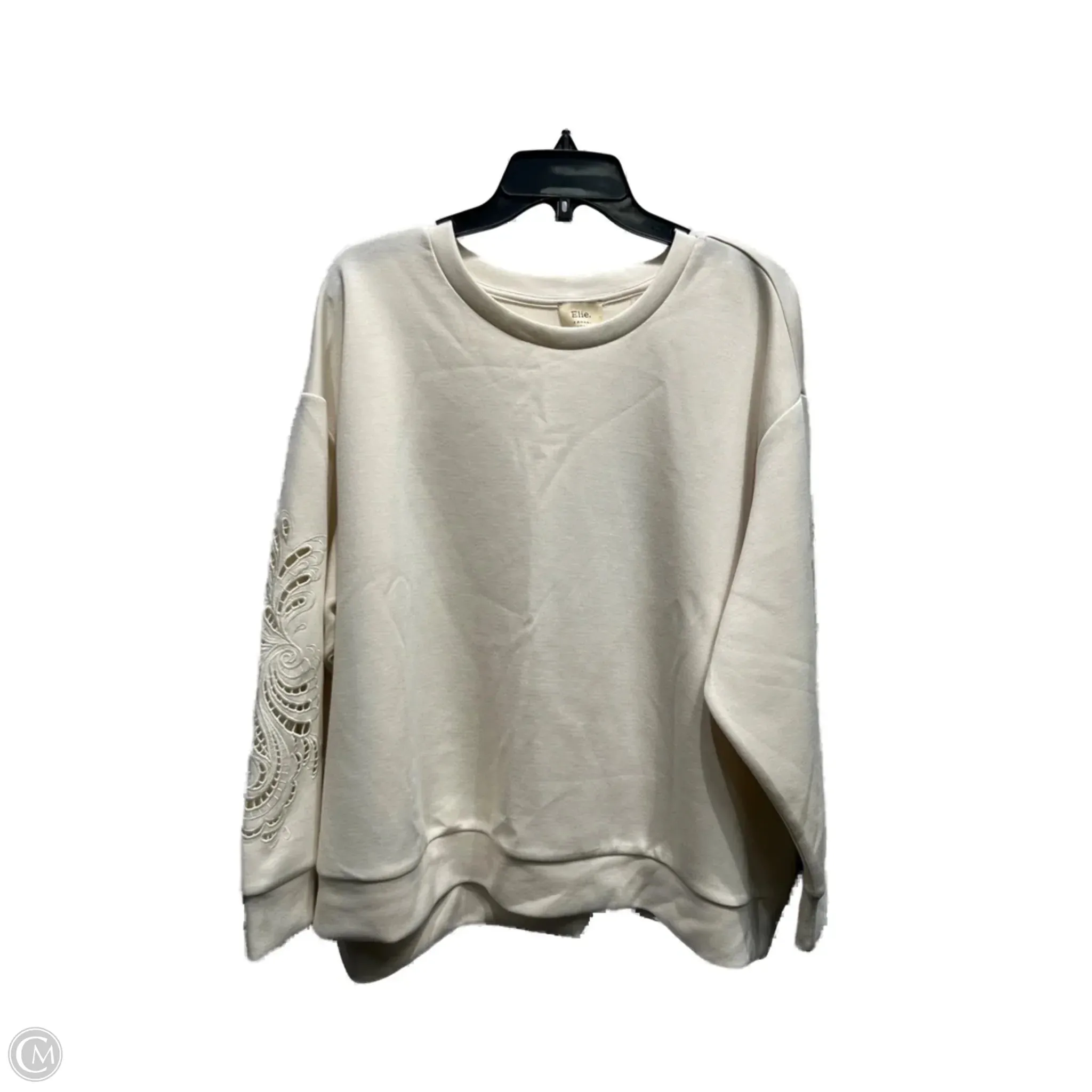 Sweatshirt Crewneck By Elie Tahari In Cream, Size: 2x Love Glow