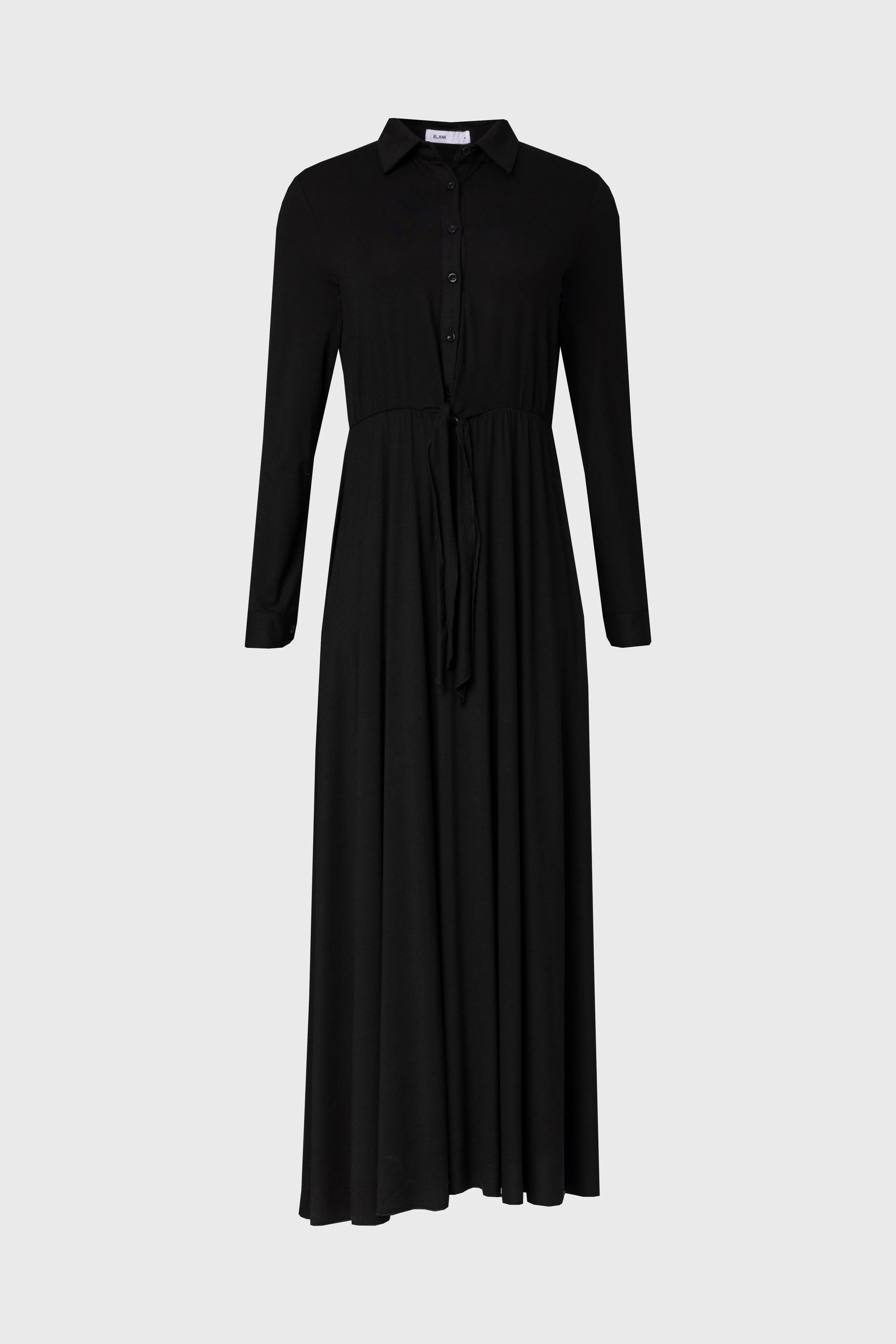 Seasonal Style Morning Walk Black Button Maxi Dress