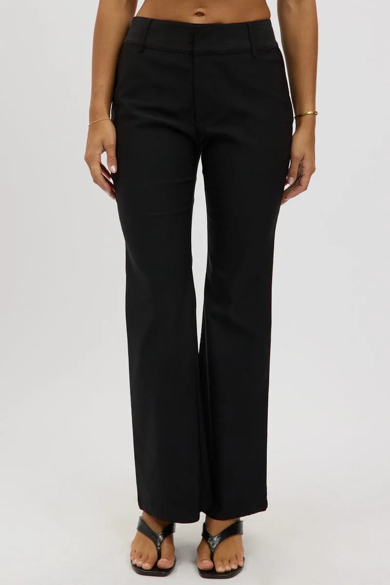 Black Low Rise Flare Pants MoistureWicking stain guard