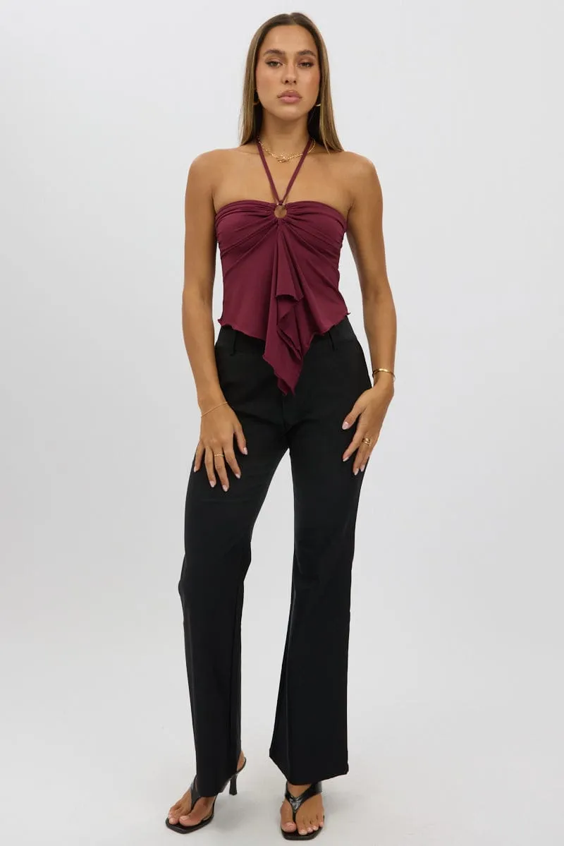 Modern Style Black Low Rise Flare Pants