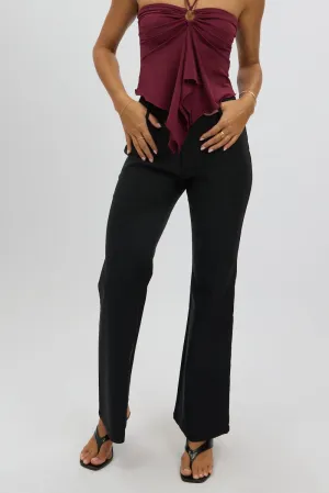 Black Low Rise Flare Pants Modern Appeal All-Purpose Wear