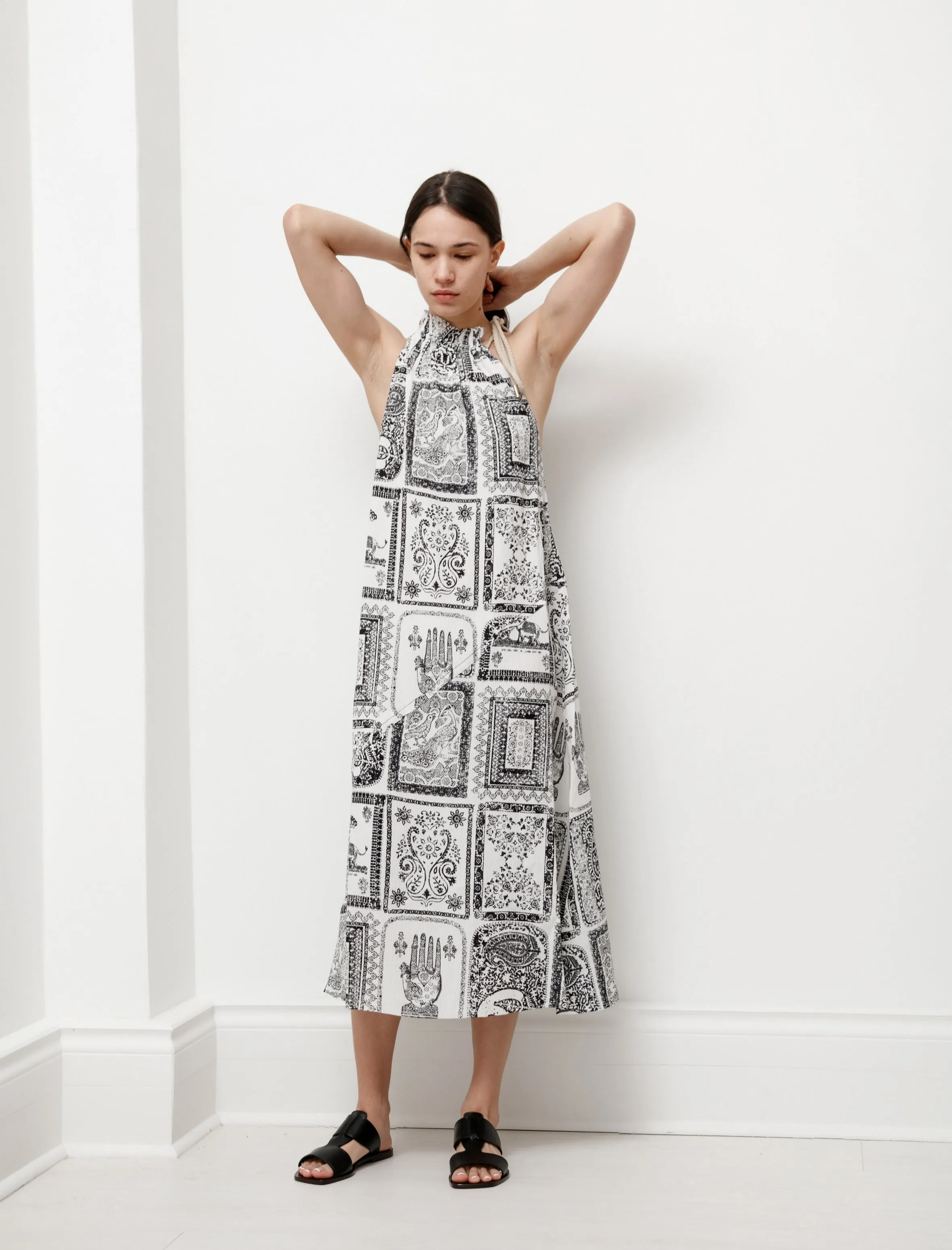 UV Protection Printed Dress Off White