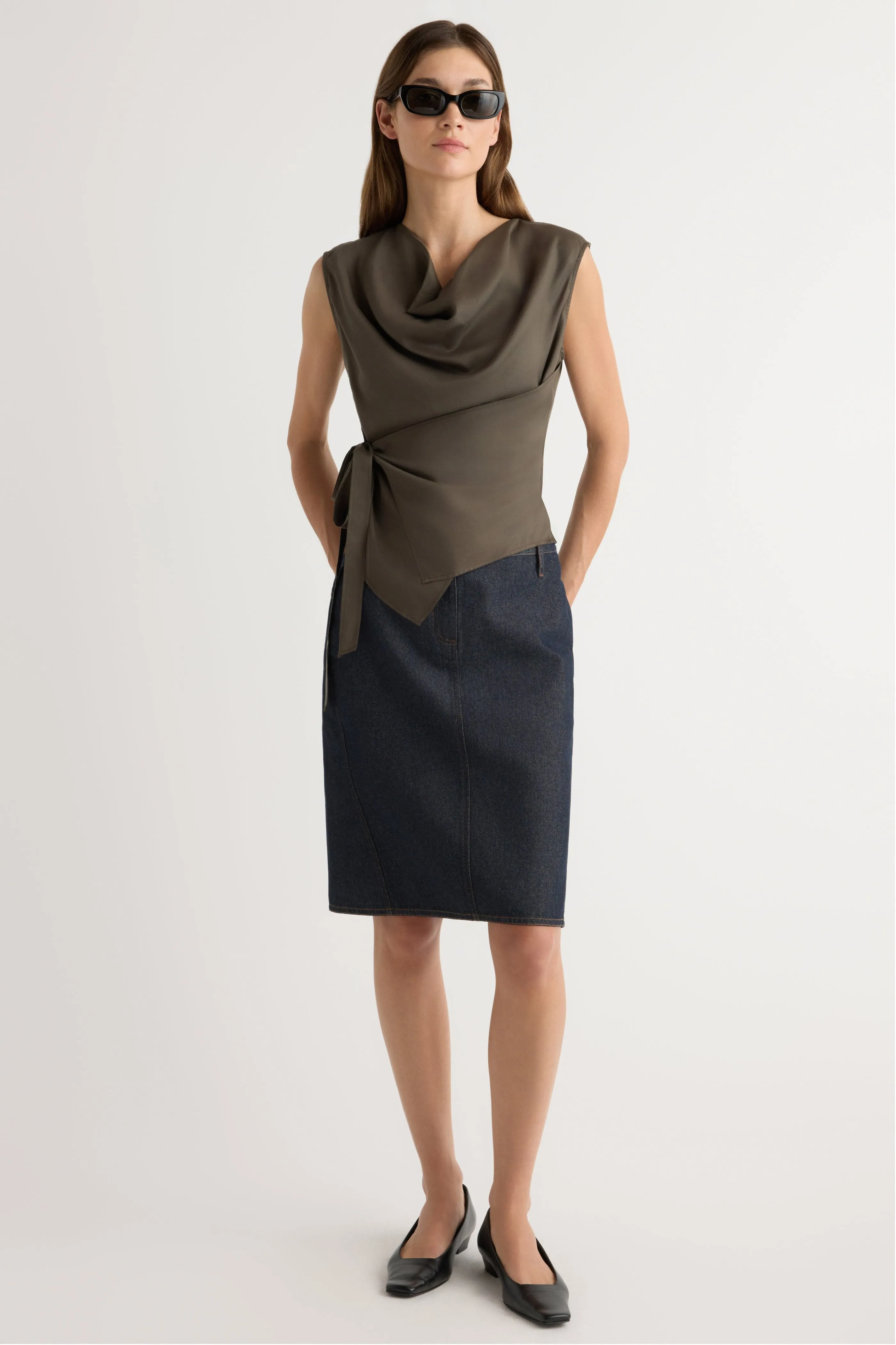 Bold Finish Johanna Knee-Length Denim Skirt