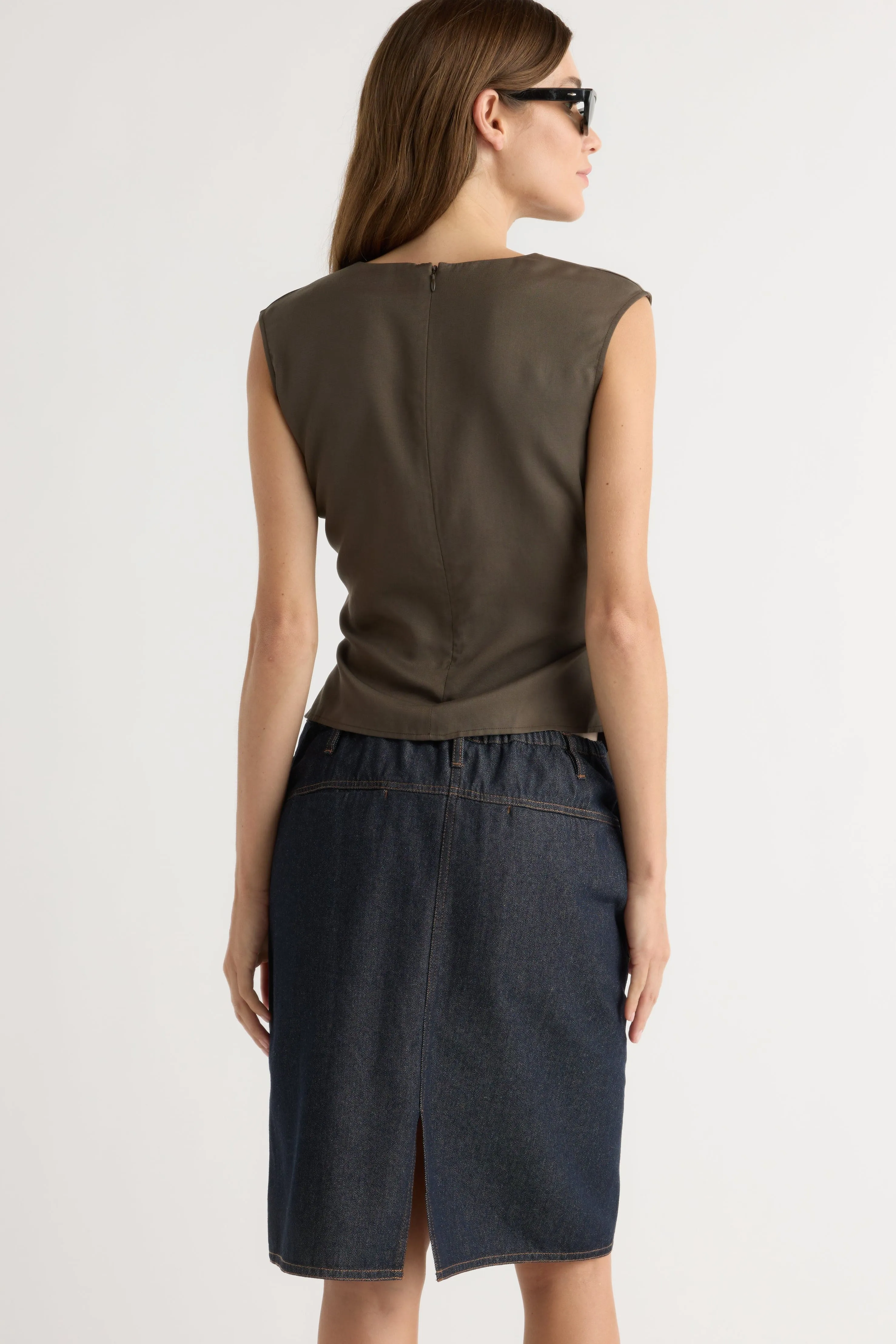 Style Essential Johanna Knee-Length Denim Skirt