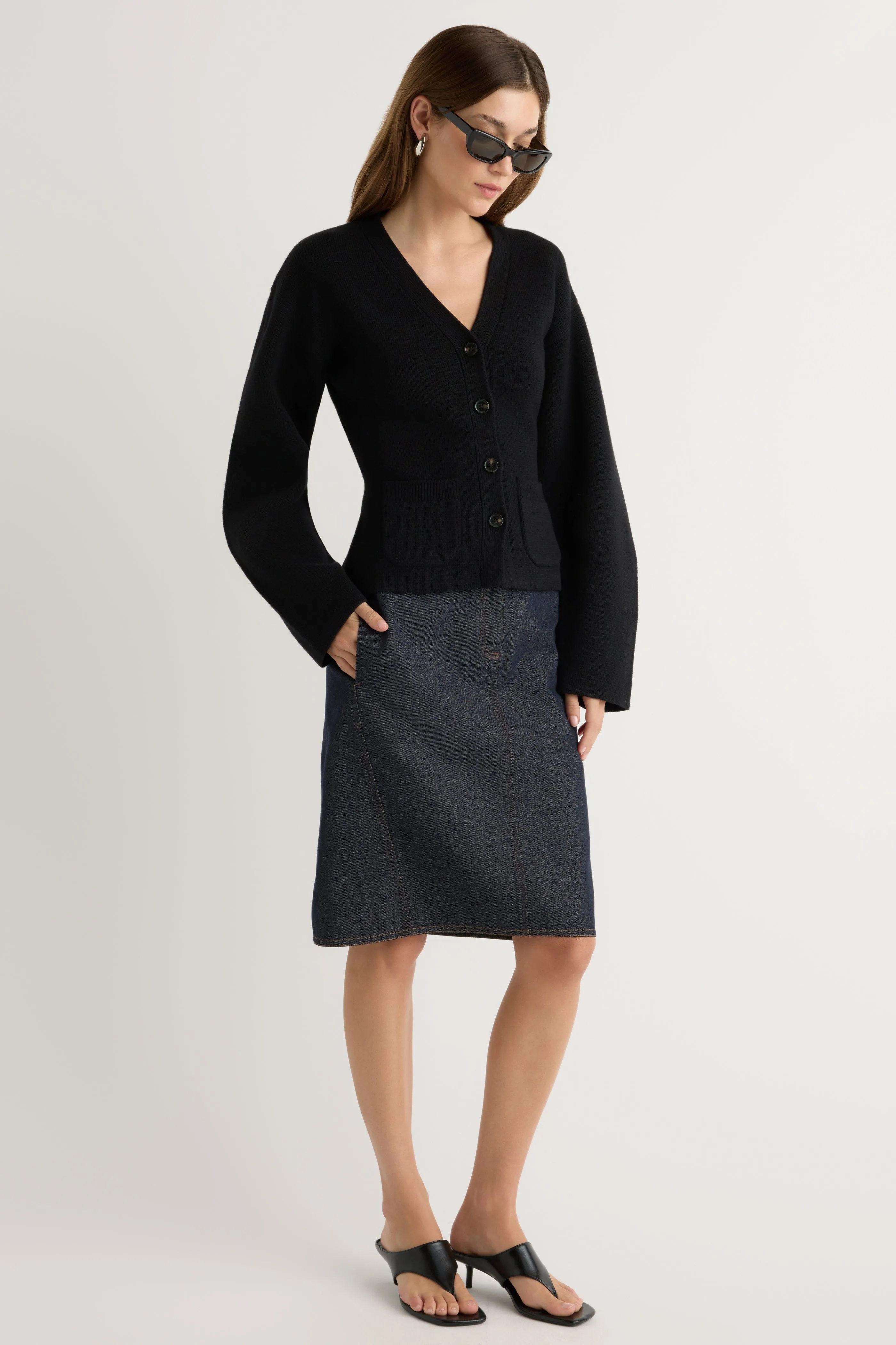 Johanna Knee-Length Denim Skirt Non Irritating Seams Laid Back Look