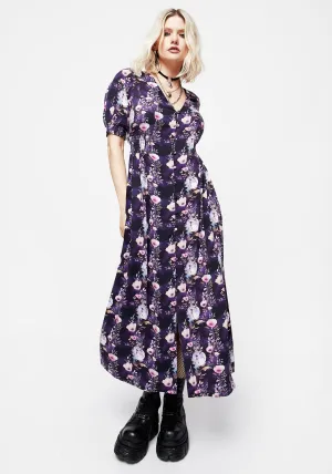 Pleat Glow Socordia Floral Moon Ruched Waist Midaxi Dress