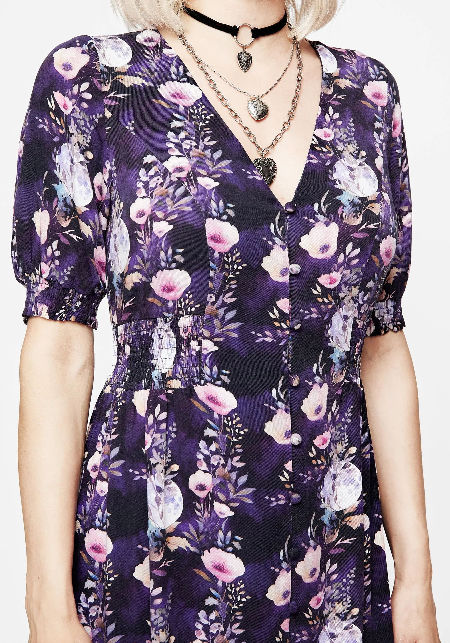 Socordia Floral Moon Ruched Waist Midaxi Dress The versatile nature of this maxi dress allows for a range of styling possibilities from casual to chic