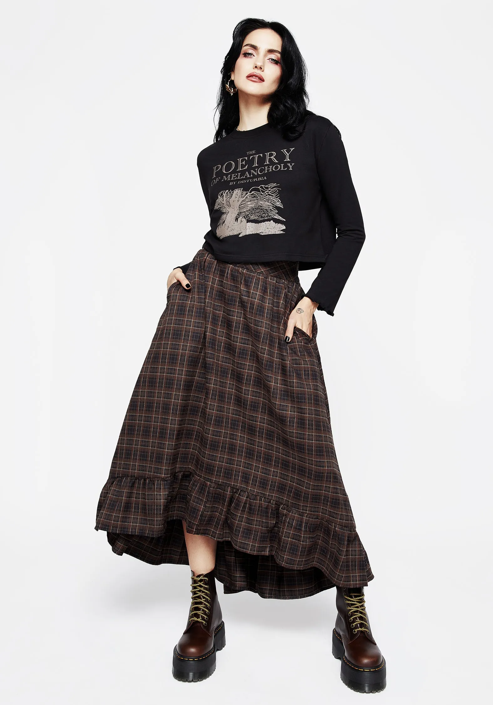 Embla Check Ruffle Maxi Skirt Crafted Detail