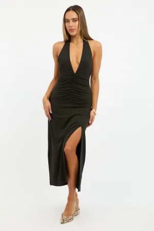 Black Halter Neck Midi Dress Greek Spirit