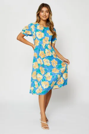 Soft Rebellion Spring Festival Print Midi Dress Short Sleeve