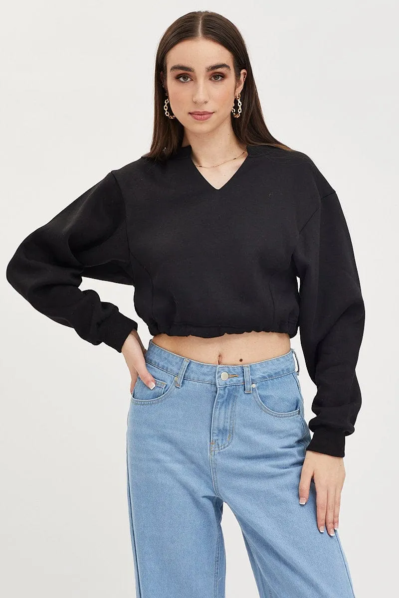 Black Jumper Long Sleeve V Neck Customer Satisfaction