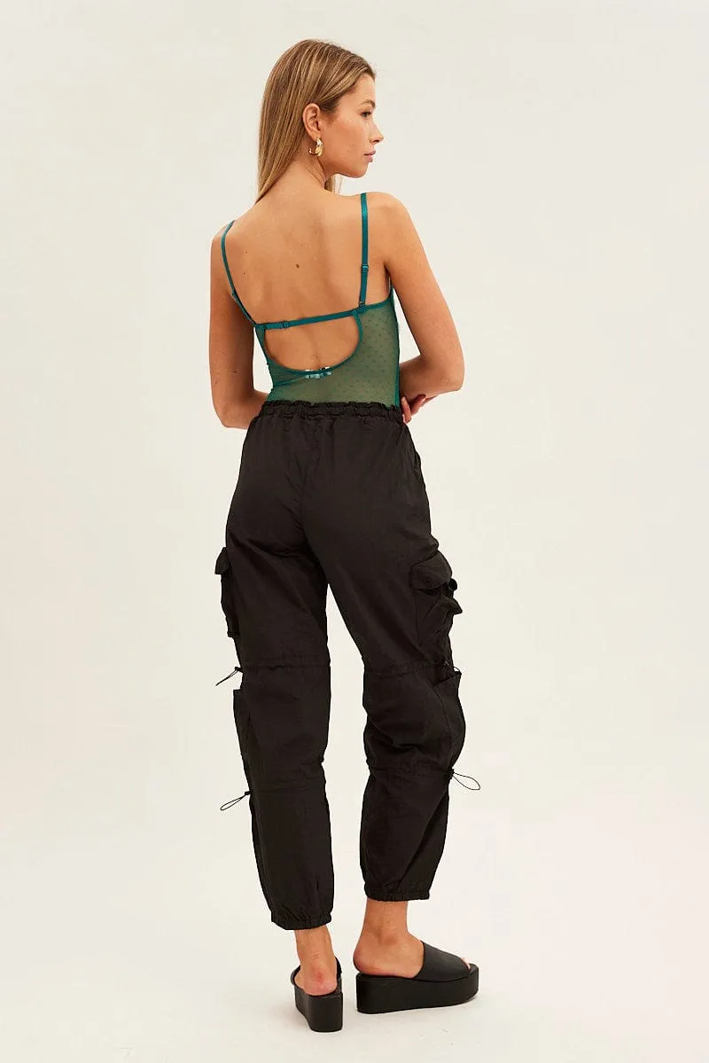Black Low Rise Cargo Pants FadeResistant