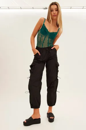 Easy Movement Black Low Rise Cargo Pants