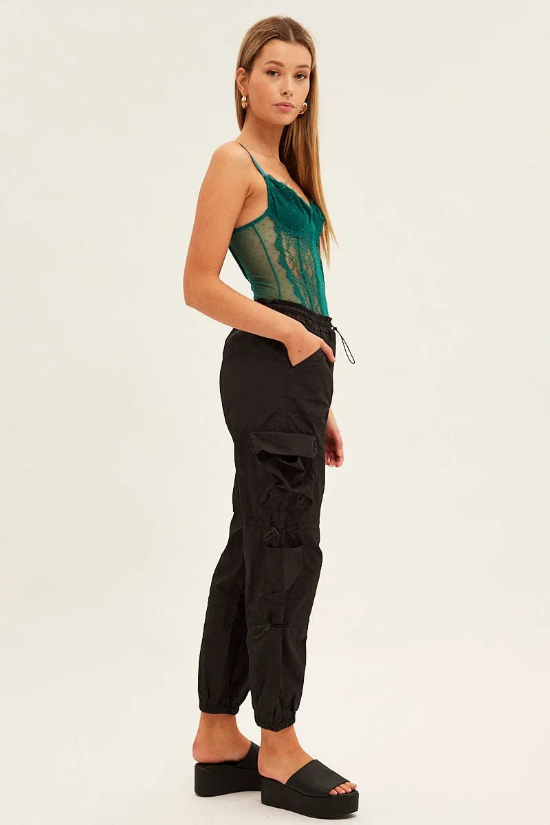 Versatile Comfort Black Low Rise Cargo Pants