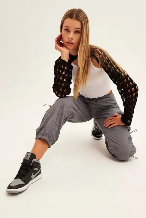 Soft and Cozy Grey Low Rise Cargo Pants