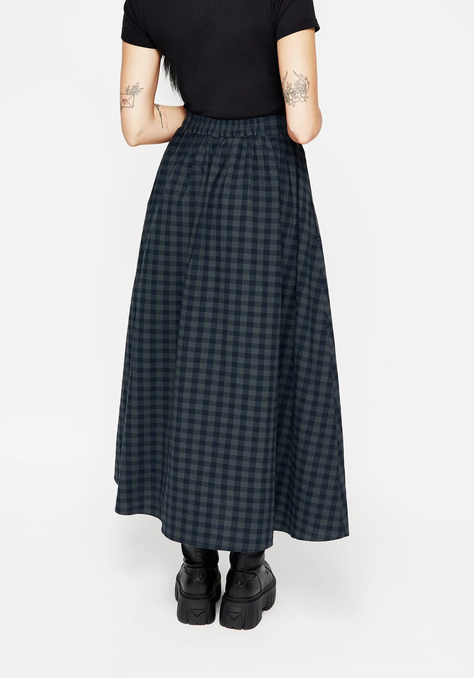 Silk Touch Jeannie Check Cotton Button Up Midaxi Skirt
