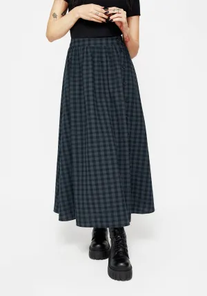 Soft Styling Jeannie Check Cotton Button Up Midaxi Skirt