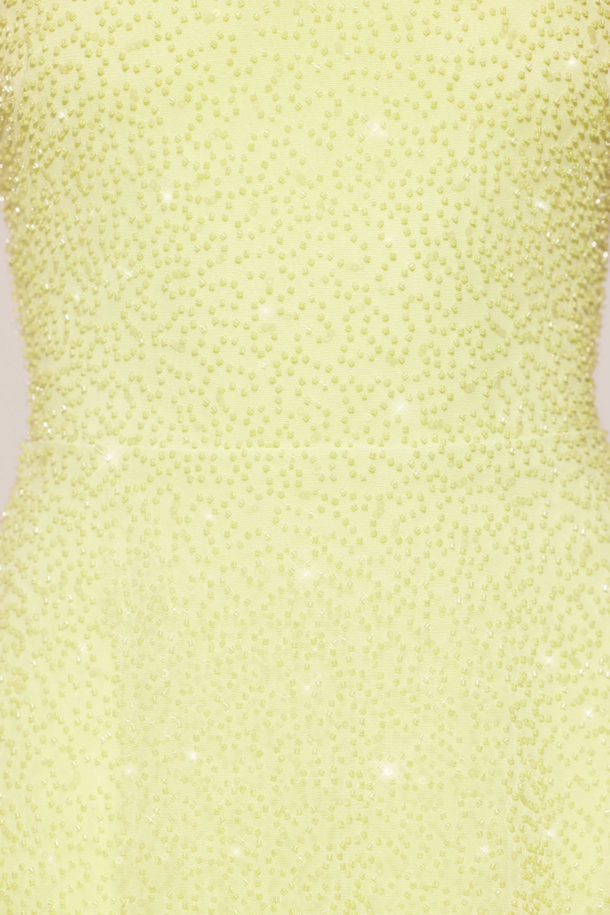 Embellished Multi Wear A-Line Mini Dress in Lime Green Fishtail Hem Finish